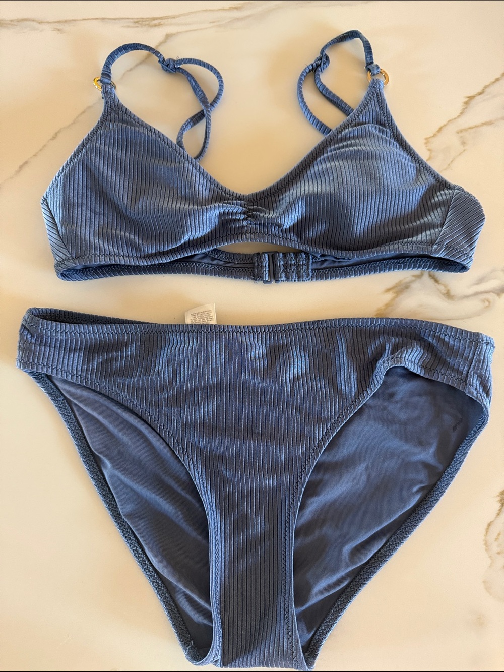 aerie Ribbed Blue Two-Piece Bikini Set